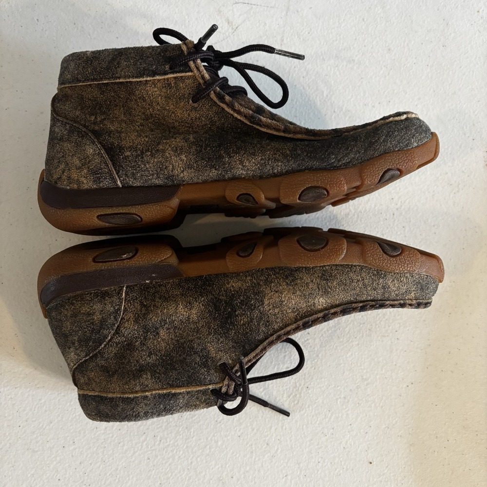 Twisted X Womens Boots Leather Chukka Driving Mocs Size 7 M Tiger Print Hair - Picture 5 of 8